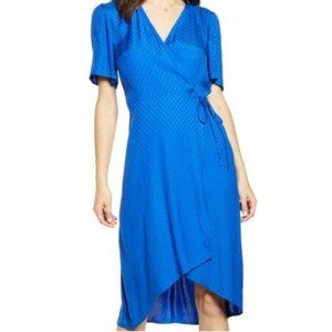 Leith Electric Blue Polka Dot Wrap Dress